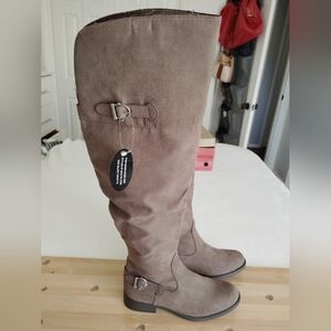 American Rag Adarra -The-Knee Boots Size 7.5M Faux Suede Taupe